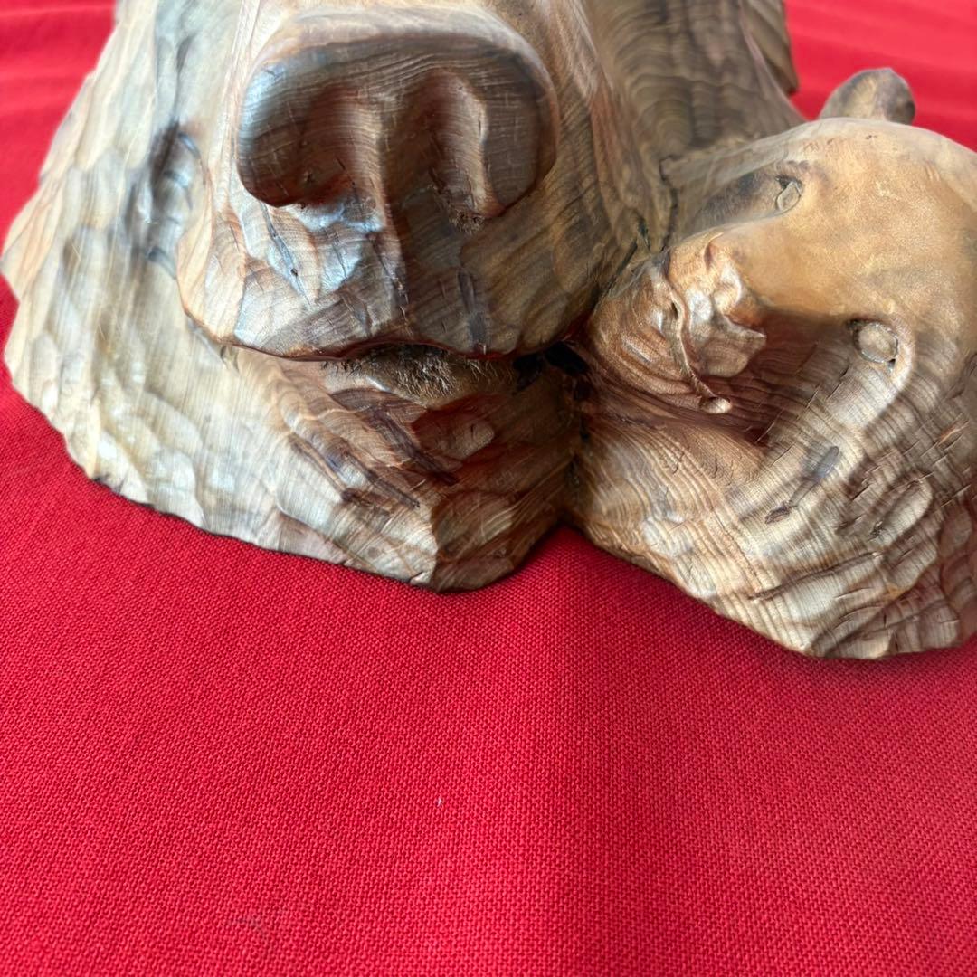 熊 親子 木彫り 壁掛け アイヌ ヴィンテージ