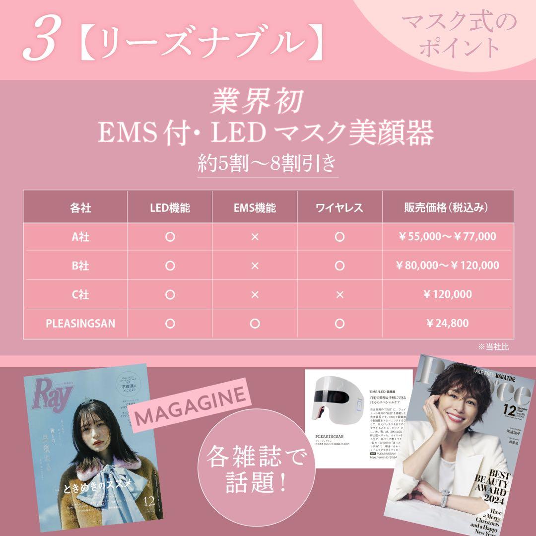 【メーカー保証】PLEASINGSAN 目元専用EMS&顔用LEDフェイスマスク