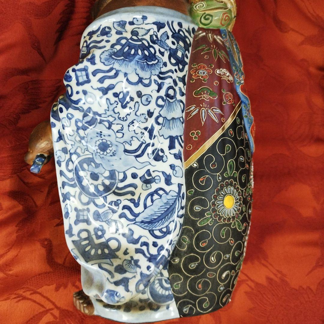★Oksana★ 九谷焼陶器 青手 珍品 布袋様 招福 高さ ３８ｃｍ