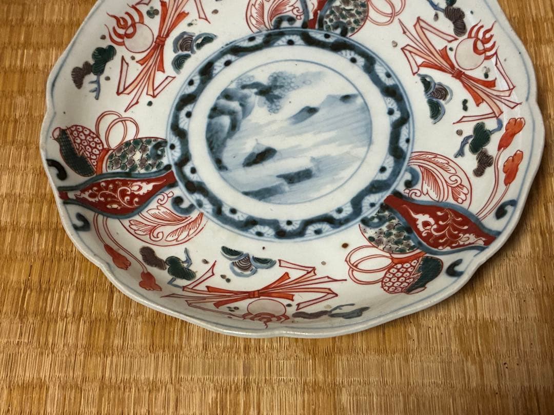 古伊万里 伊万里 染付 色絵 中皿 大明成化年製 時代物 二点 まとめて