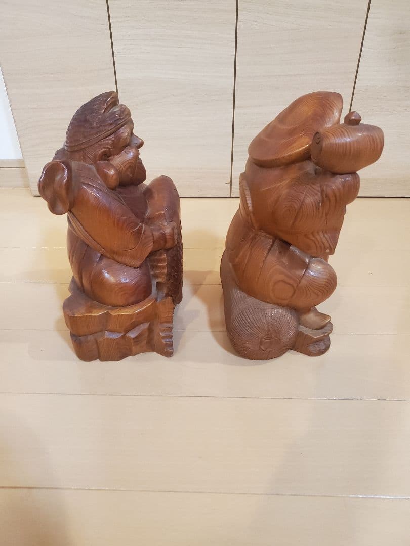 木彫り　恵比寿様　大黒様　縁起物　置物