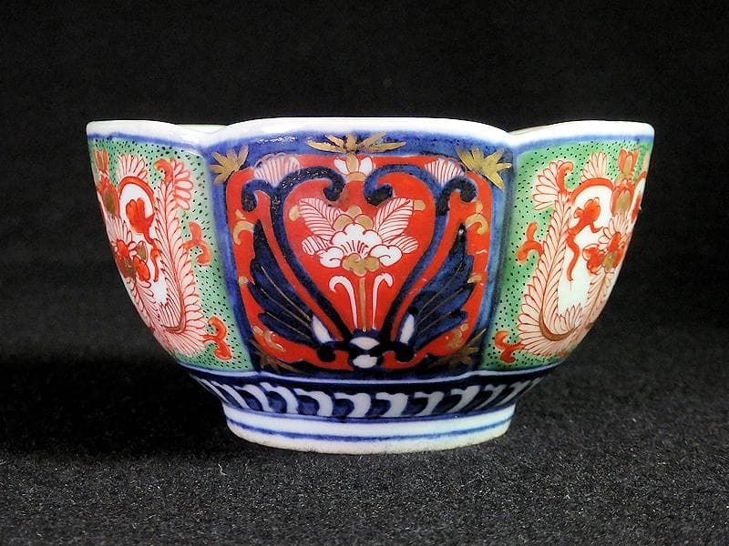 大聖寺伊万里　金襴手　花の図　大振向付 ５客　B234AS-BMv