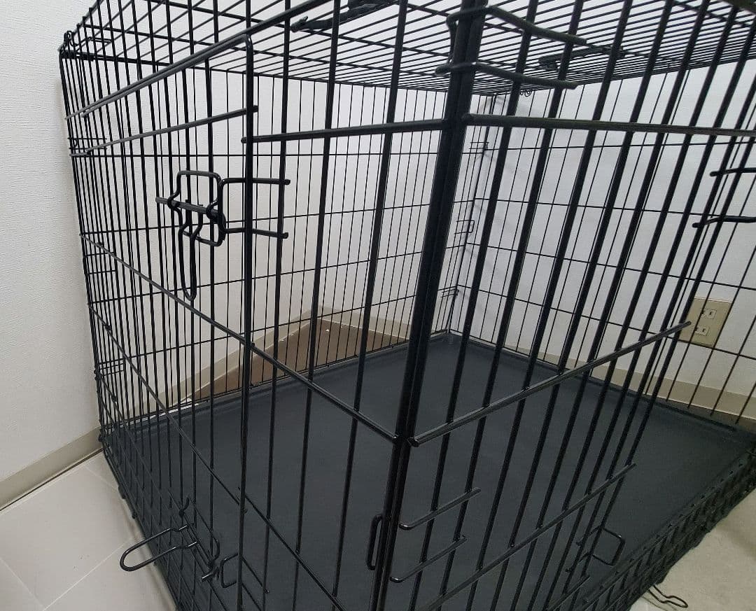 ※必ず商品説明ご一読ください※ 犬用金属製ケージ ブラック 中型犬ㆍ大型犬