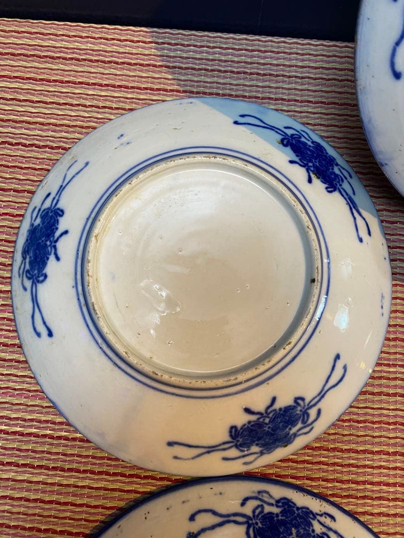 古伊万里　伊万里　印判七寸皿　干支　松竹梅　福寿　4点セット