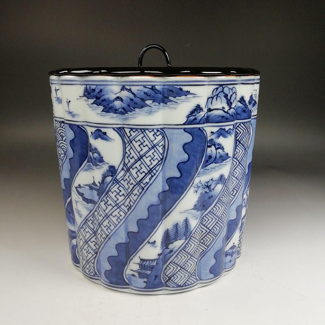 Ｗ３８０　水指　『染付　祥瑞文　一重口』『手塚祥堂 造』　共箱　茶道具