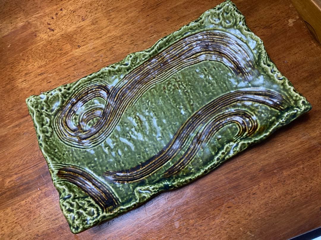 織部加飾盛皿　32cm x 19cm H 5cm 一点物