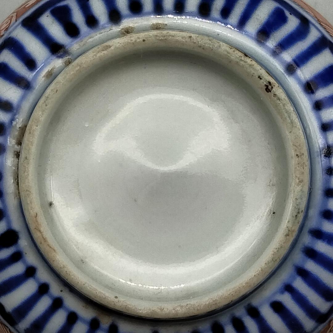古伊万里 染錦 囲垣鳥梅唐花文 蕎麦猪口
