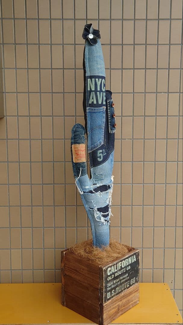 フェイク　デニムサボテン　ハンドメイド！
