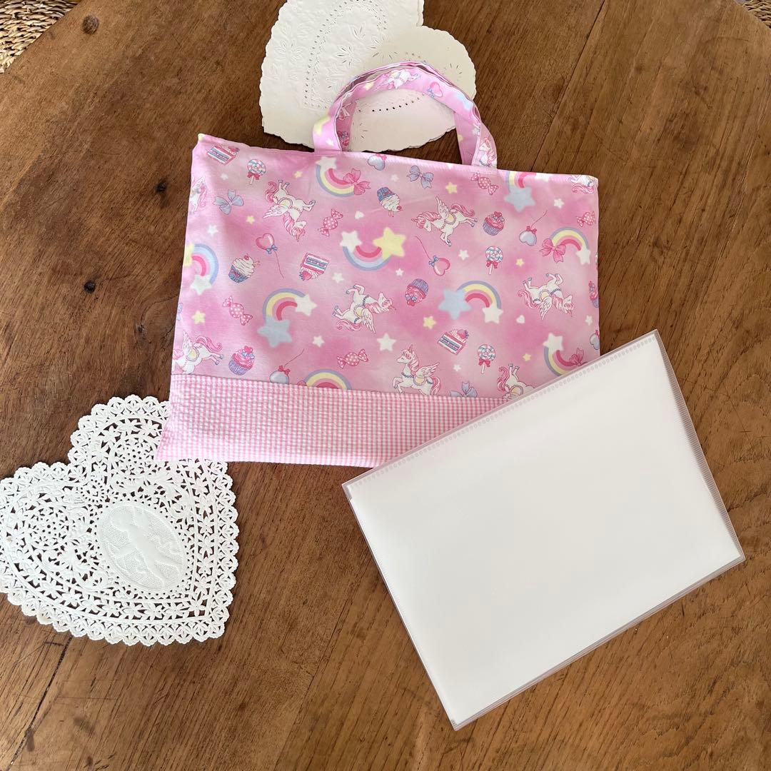 入園入学3点セット　ゆめかわユニコーン3点セット♡ネームタグ付き♡女の子