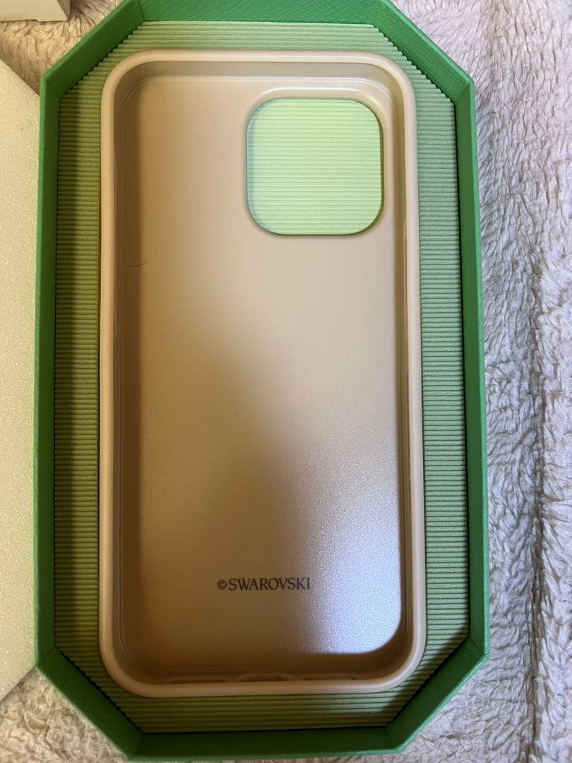 Swarovski iPhone 15Pro Maxケース グリッターゴールド