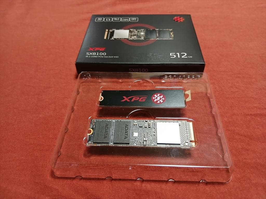 M.2 SSD XPG SX8100 NVMe 512GB 動作確認済