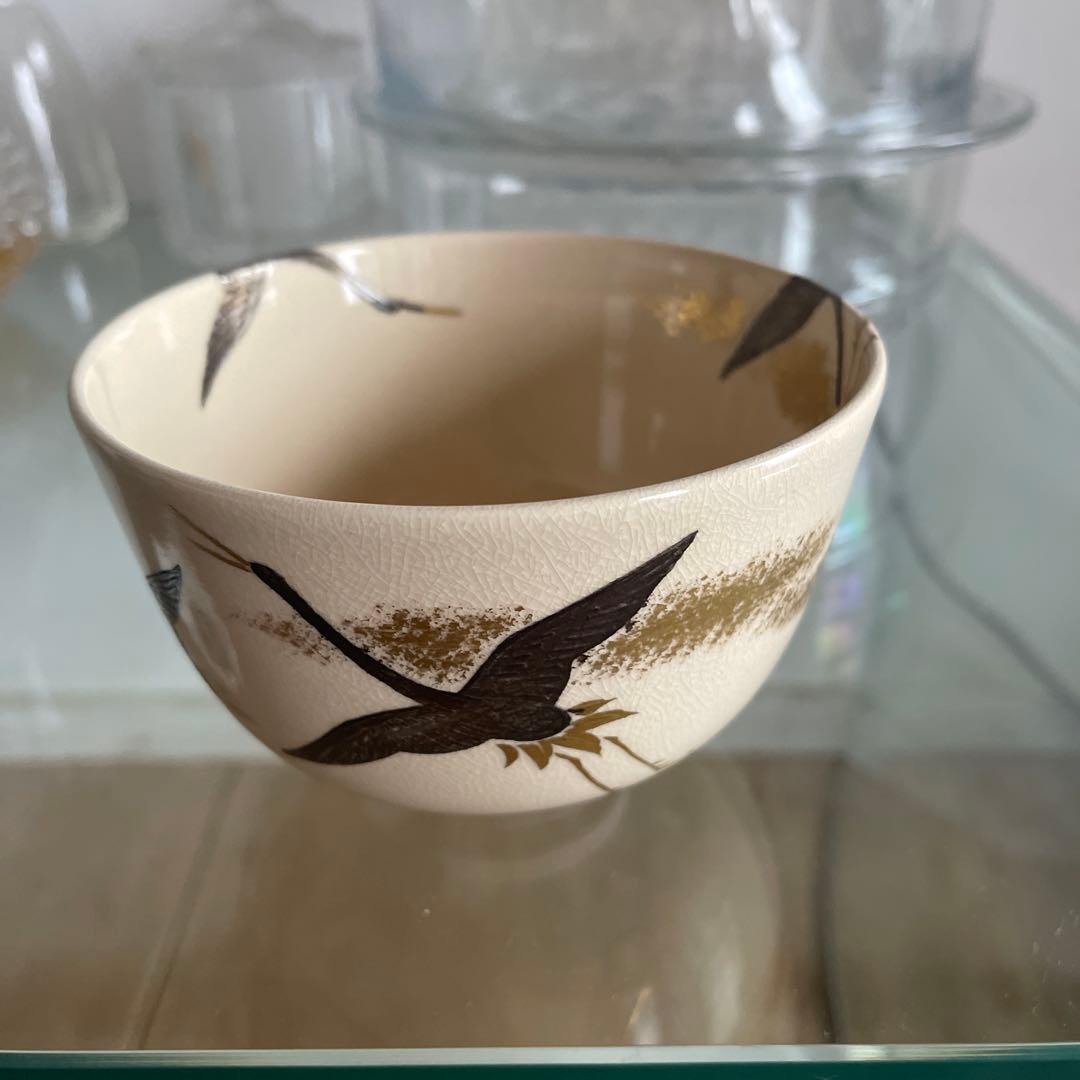 鳥柄茶碗と木箱セット