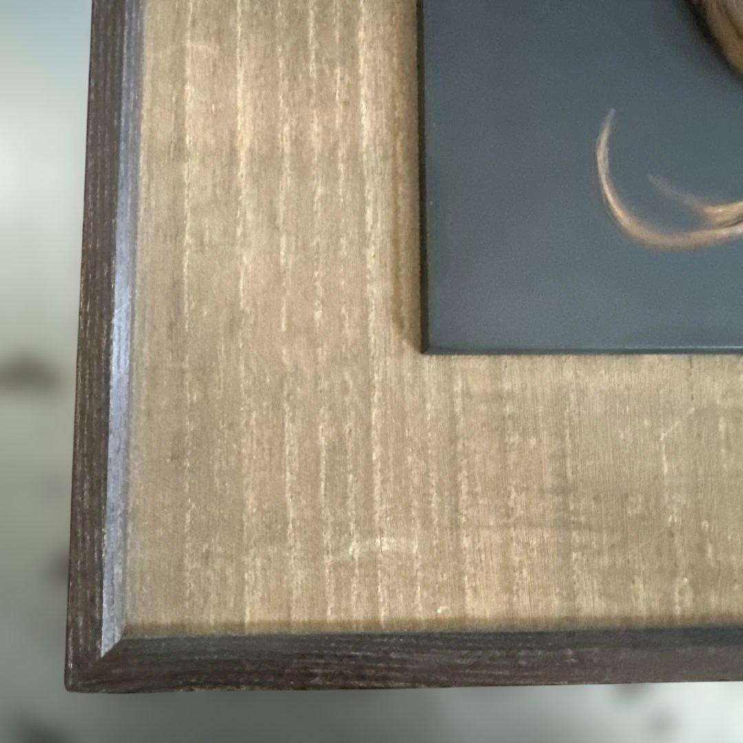能面風金属彫刻 木製フレーム付き