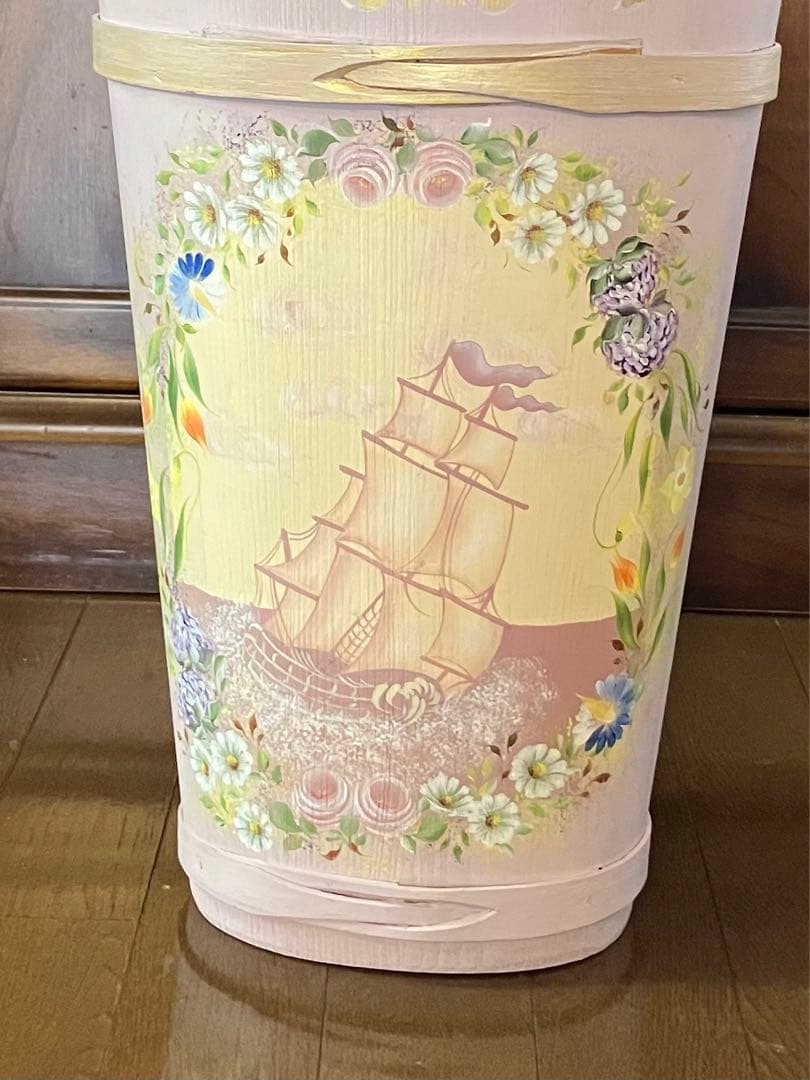 【トールペイント作品】アンブレラスタンド　傘立て　帆船　花柄