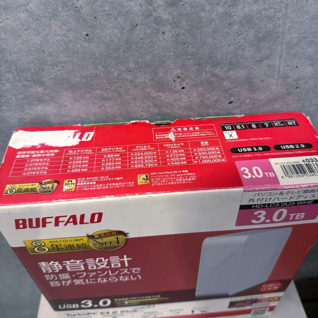BUFFALO 外付けハードディスク 3TB HD-LC3.0U3-WHE