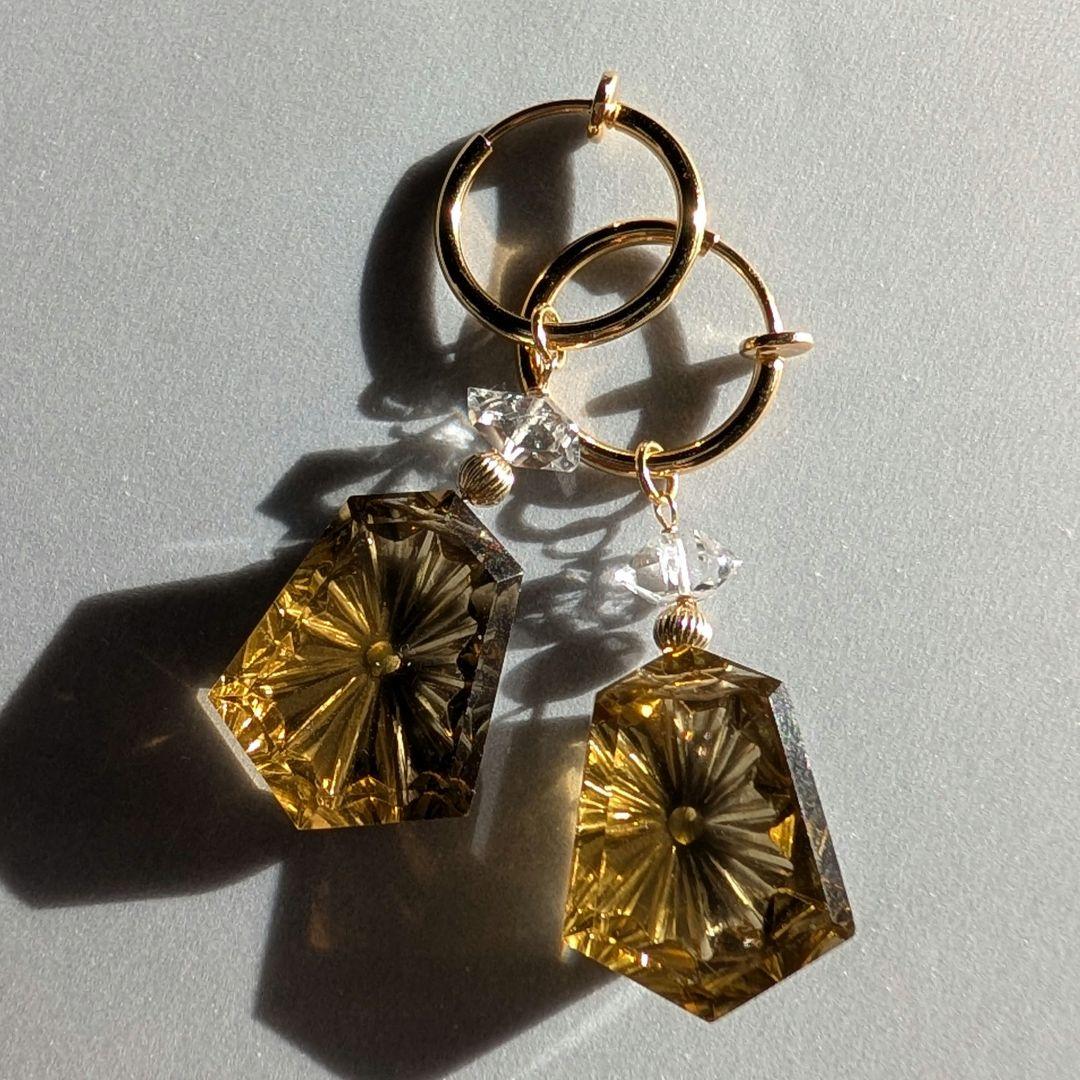 1点のみ✧︎コニャッククォーツパフュームボトルピアス