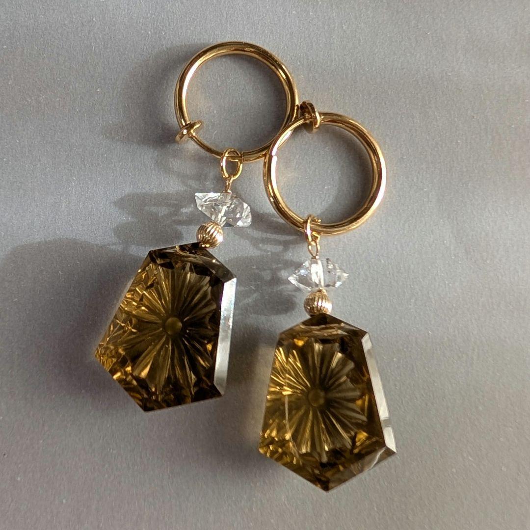 1点のみ✧︎コニャッククォーツパフュームボトルピアス