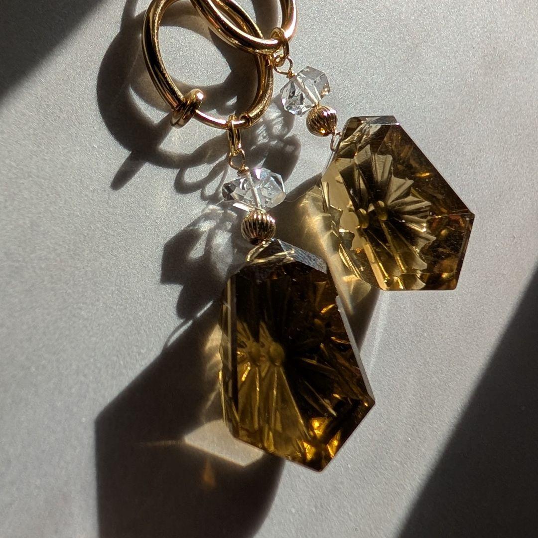 1点のみ✧︎コニャッククォーツパフュームボトルピアス